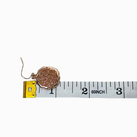 Necklace And Earrings Set Long Rose Gold Glitter Drop Pendant Tassel C 1946 - Picture 16 of 16